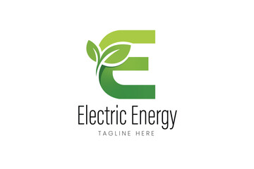 Green letter E combined with natural leaves for ecology environment and renewable energy Vector logo template