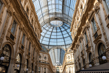 Views of central part of Milan, Brera district, shopping area, church Duomo, architectural details, streets, walking in Milan, Lombardy, Italy