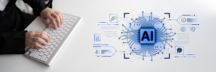A futuristic AI core processor and system analytics dashboard. This concept highlights the raw processing power of AI for deep data analysis, system diagnostics, and global network monitoring. Fermion