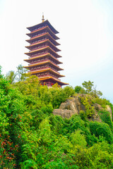View of the famous temple at Niushou Mountain in Nanjing, China.