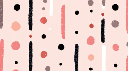 &ldquo;Cute Geometric Seamless Vector Pattern with Hand-Drawn Dots and Stripes on Pastel Background&rdquo;