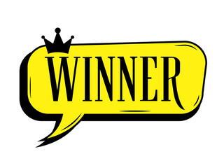 winner sticker design with speech bubble