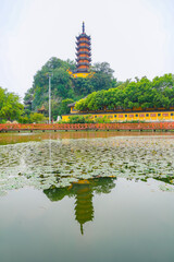 View of the historic temple called Jinshan Temple in Zhenjiang, China.