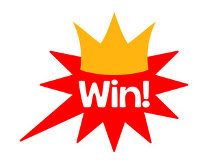 win sticker graphic element with crown