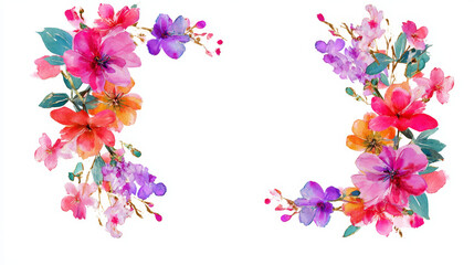 &ldquo;Watercolor Flower Frame Isolated on White Background for Creative Designs&rdquo;
