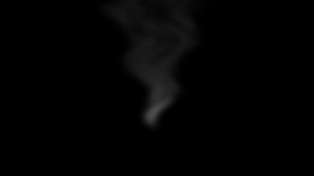 Wispy white smoke rising against a dark black background, ethereal vapor, abstract atmospheric element, perfect for overlay effects and mysterious visual storytelling.