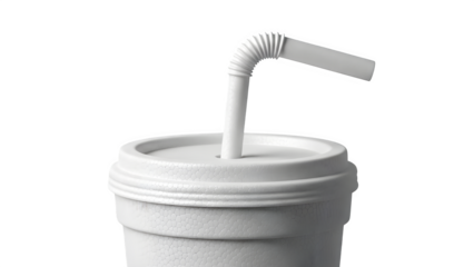 A ubiquitous white disposable cup with a flexible straw, symbolizing modern on-the-go consumption and the widespread culture of convenience
