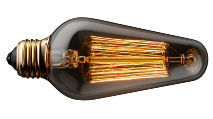 Realistic 3D Illustration of Antique Style Electric Light Bulb

