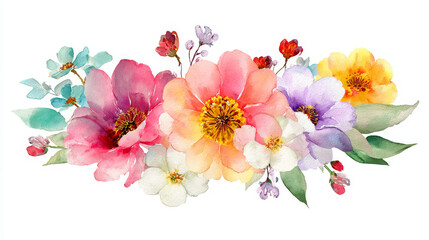 &ldquo;Watercolor Flower Frame Isolated on White Background for Creative Designs&rdquo;