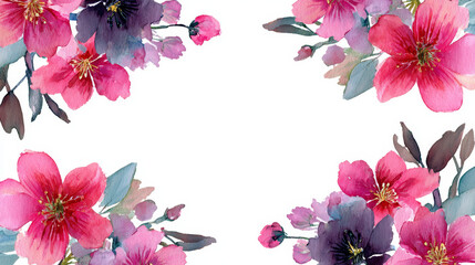 &ldquo;Watercolor Flower Frame Isolated on White Background for Creative Designs&rdquo;