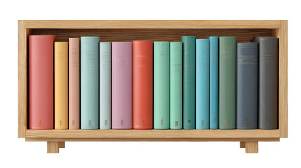 Organized Library Bookshelf with Modern Aesthetic on Gray Background