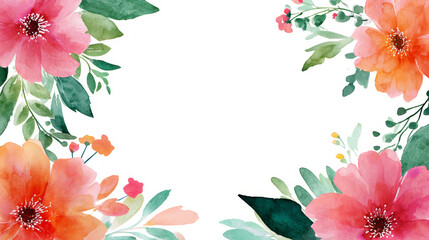 &ldquo;Watercolor Flower Frame Isolated on White Background for Creative Designs&rdquo;