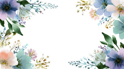&ldquo;Watercolor Flower Frame Isolated on White Background for Creative Designs&rdquo;