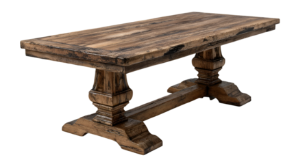 Antique Style Solid Wood Boardroom Table Isolated on Gray