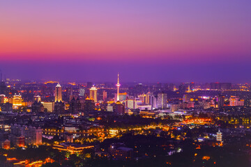 View of Nantong city at night near Shanghai in China.
