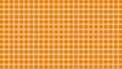 Orange and white plaid fabric texture background. Seamless pattern checkered wallpaper.