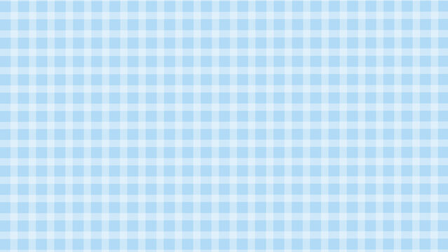 Light blue and white plaid fabric texture background. Seamless pattern checkered wallpaper.