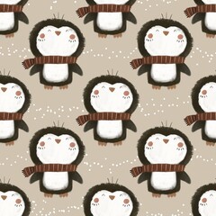 Seamless pattern with cute penguins. Colorful vector flat style for kids. hand drawing. baby design for fabric, print, wrapper, textile