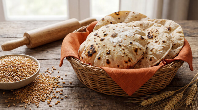 Freshly baked rotis