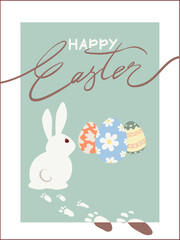 Obraz premium easter card with bunny and eggs