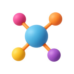 Obraz premium Vibrant Abstract Network Structure with Colorful Connected Spheres Isolated on a Transparent Background