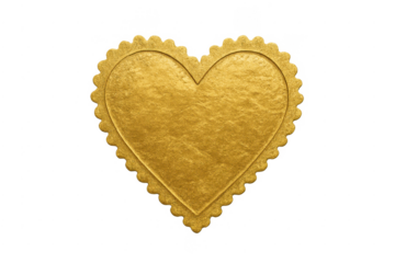 Golden heart love symbol with scalloped border