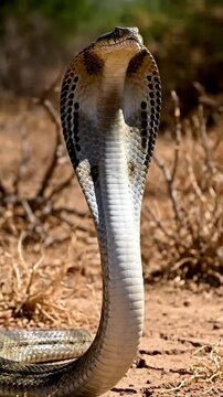 Majestic Cobra - A Stunning Portrait of a Venomous Snake in the Wild.