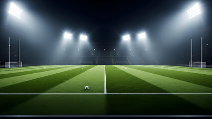 Football Ground Under Floodlights