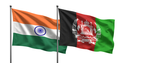 Indian and Afghanistan Flags Side by Side Symbol of Friendship.