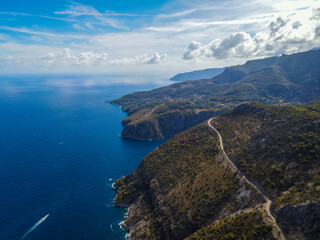 Scenic view of Babadağ, a high mountain and paragliding center overlooking &Ouml;l&uuml;deniz and the Mediterranean coast near Fethiye, Turkey.
