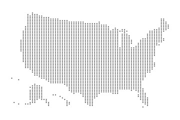 The United States of America is represented by a digital dotted map on an isolated white background.