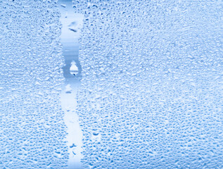 Close up of condensation of bedroom window in winter