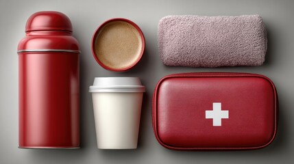 World Diabetes Day diabetes kit vector template with emergency supplies, daily necessities, carrying case