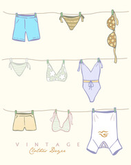 Illustration of clotheslines hanging out to dry. Artwork in a simple, uncluttered style.