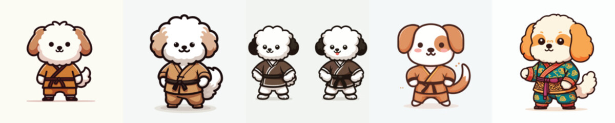 cute dog vector in shaolin costume