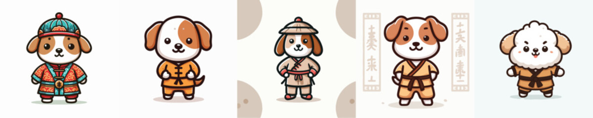 Fototapeta premium cute dog vector in shaolin costume