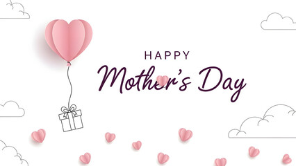 Happy mother's day greeting card with pink balloon