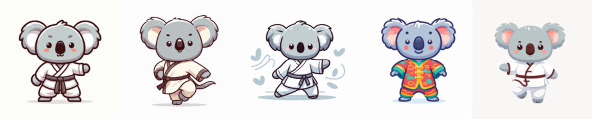 Naklejka premium cute koala vector in shaolin costume