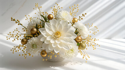 A beautiful macro closeup of white flowers blooming in nature, like blossoms of the sky and snow, featuring delicate petals and daisy-like flora for a spring garden bouquet