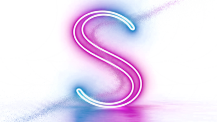 A lighting effect of a pink s shaped spiral design featuring pink plastic rings