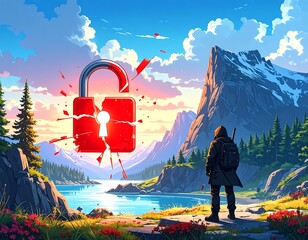 A person contemplating a broken lock