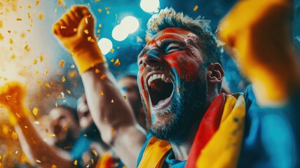 excited fans cheering at a sports event
