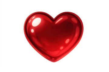 Red shiny glossy heart symbol on transparent background