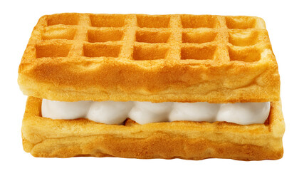 Viennese Waffle with cream isolated, full depth of field