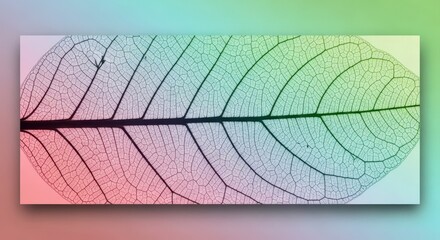 Modern botanical banner illustration featuring an artistic x ray leaf pattern on a soft pastel colored background, abstract pattern., seamless, graphic art