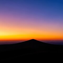 Stunning tranquil sunset at the golden hour of dusk, featuring a serene landscape silhouette against the vibrant twilight sky, peaceful, background, natural