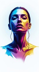 Tool-generated modern artistic portrait emphasizing beauty, sophisticated style, vibrant color palettes, and contemporary aesthetic trends, Portrait, creative, artistic