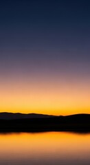Stunning twilight transition scene showing nature's peaceful silhouette against a breathtaking golden hour sky at the darkening horizon, fiery, golden hour, reflective