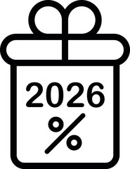 2026 gift box with discount concept, symbolizing festive offers, promotions, and special deals for the new year