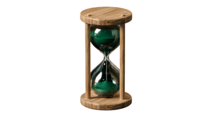 Vintage Style Wooden Hourglass with Green Sand for Time Management

